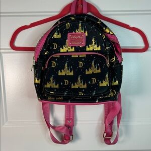 Loungefly Disney Parks Sleeping Beauty Castle Mini Backpack with Pink Trim